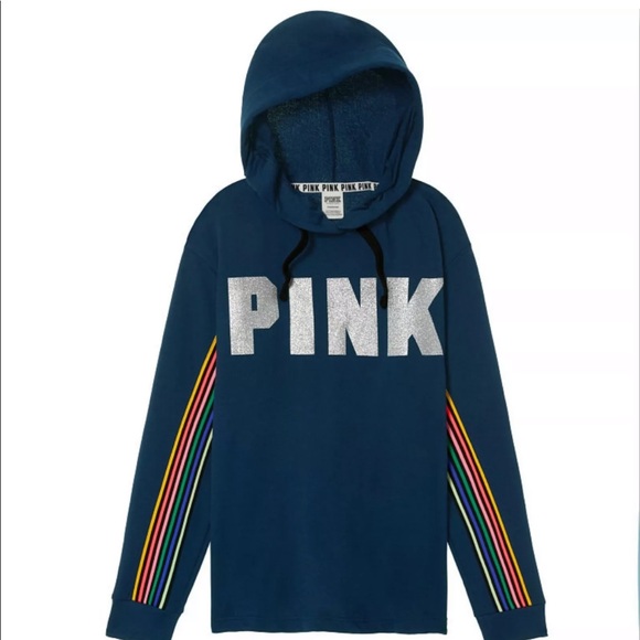 VICTORIA'S SECRET PINK BLING CAMPUS HOODIE - Picture 2 of 2